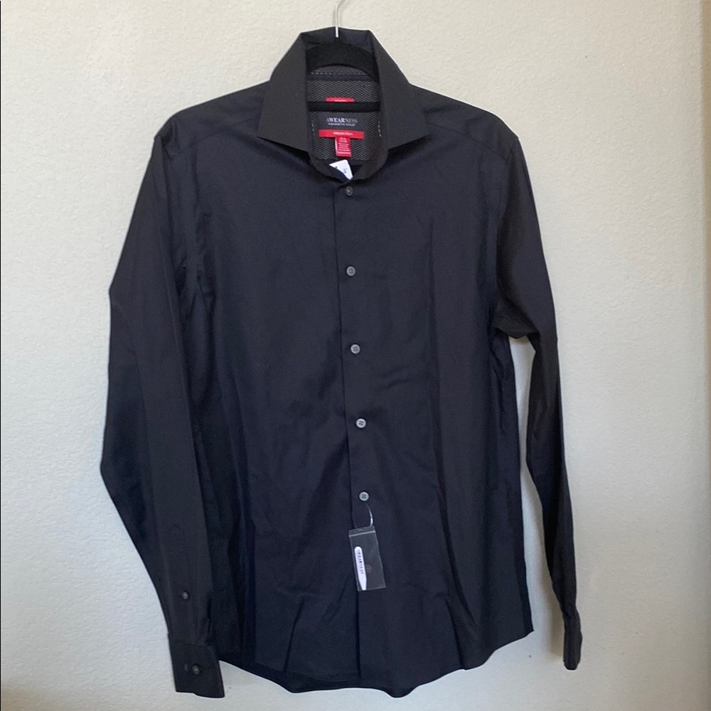 🔥5 for $45🔥 ***NWT Kenneth Cole Black Dress Shirt Long Sleeve Slim Fit